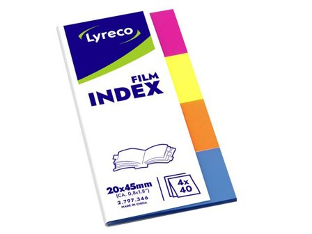 Lyreco Indexflikar film 20x45mm sorterade färger - Lyreco - Kontorsmaterial - Indexflikar och märkflikar - Indexflikar i papper