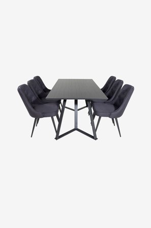Venture Home - Ruokailuryhmä Maggie ja ruokapöydän tuolit Valleta, 6 kpl - Musta - Ruokailuryhmät - - Homeroom