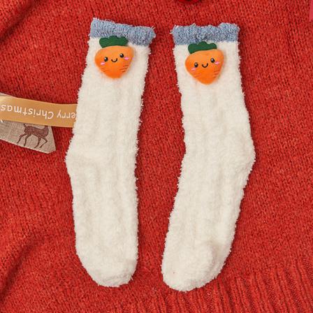 2 St Super Soft Fuzzy Cozy Home Sovstrumpor Varm Tofflor Vit Rädisa