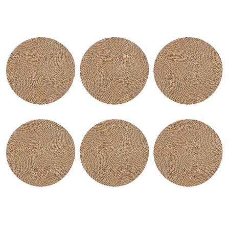 Runde flettede bordskånere sæt af 6 jute håndlavede 7 tommer varme R
