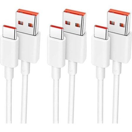 3x 6A USB-C snabbladdningskabel för Xiaomi Redmi Note 11-11S Note 11 Pro-Note 11 Pro+ - 1M Vit
