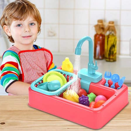 19-delars leksakskök med rinnande vatten - pedagogiska presenter till flickor och pojkar - mxbc (FMY)