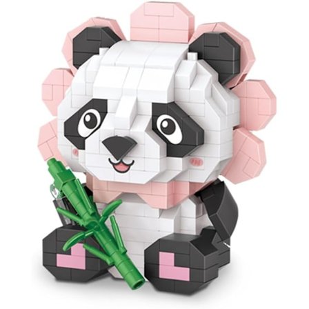 Mini Byggstenar Set Panda Blommönster Heminredning Present till Vuxna