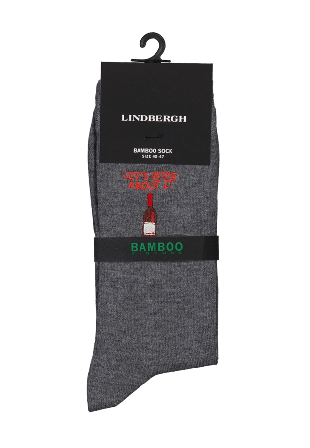 Lindbergh Embroidery Bamboo Socks Strumpor Herr Grå 40-47