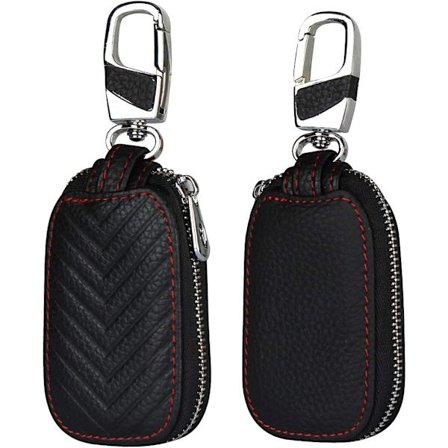 Multifunksjons nøkkelveske i ekte lær med myntlomme