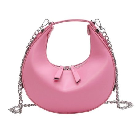 Håndveske i skinn Half Moon Vesker ROSE PINK