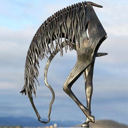 Metal Hest Statue Skulptur Hjem (Kys) Have Ornament Figur Dekoration Kunst Håndværk Gave