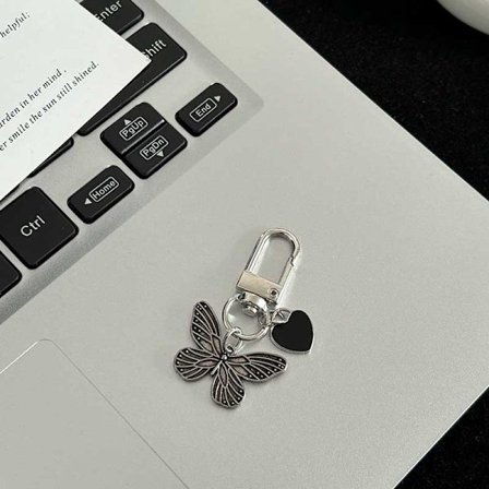 Y2K Sølvfarve Metal Sommerfugl Nøglering Sød Cool Cherry Key