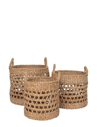 House Nordic Lilia - Baskets, Seagrass, Natural, Set Of 3 - 30X36X36CM