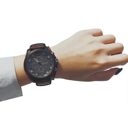 Herre Militær Quartz Ur Stort Urskive Casual Læderrem Herre Armbåndsur