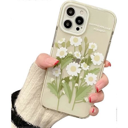 Kompatibel med iPhone 12 Pro Max Deksel med Klart Blomst Søtt Mønster Deksel for Jenter Kvinner Myk TPU Fall Bumper Deksel for iPhone 12 Pro Max - 