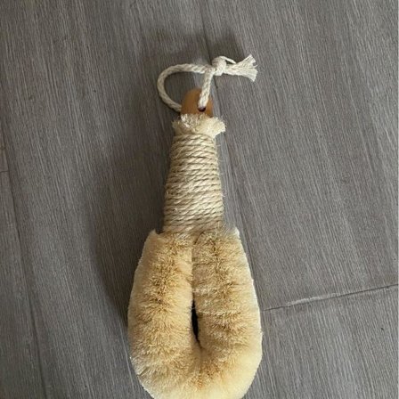 Massasjebørste med villsvinbust, håndholdt kroppsbørste, rund badebørste, tre badebørste + sisalbørste viklet med fint tau (23*9*4,5 cm)