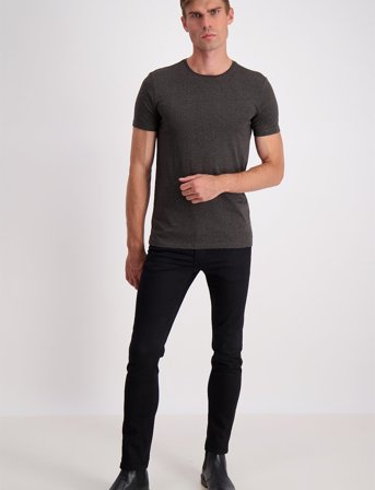 Lindbergh Mouliné O-Neck Tee S/S - Black - XL