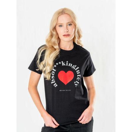 Satc Dam/dam Absofuckinglutely Heart T-shirt Xxl Svart/re