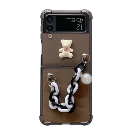 Transparent Skal Kompatibelt Med Samsung Galaxy Z Flip 3, Hårt PC Fyrhörns Stötsäkert Skal Med Handledsrem