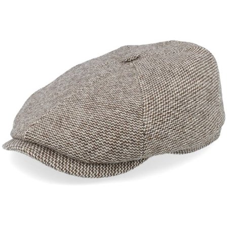 Stetson - Brun flatcap Keps - 6-panel Undyed Virgin Wool Brown Wool/White Flat Cap @ Hatstore