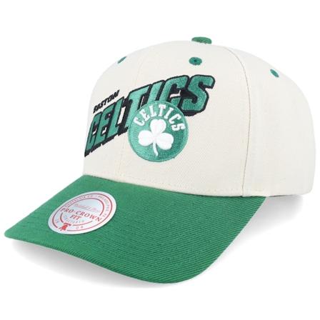 Mitchell & Ness - NBA Béžová adjustable Kšiltovka - Boston Celtics Retro Type Pro Off White/Green Adjustable @ Hatstore