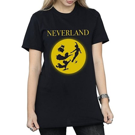 Peter Pan Dam/Kvinnor Måne Bomull T-shirt M Svart