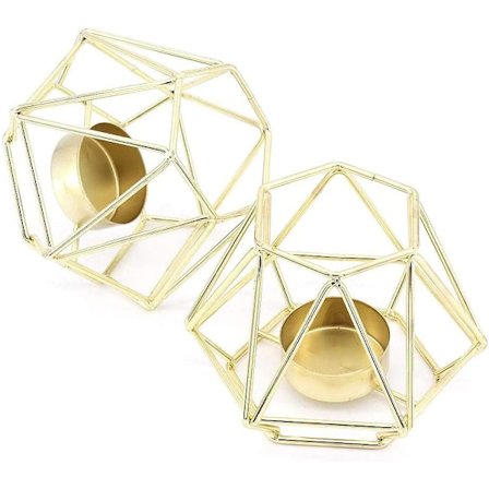 2-pack Te-ljushållare, Ihålig Ljusstake i Metall, Dekorativ Ljusstake för Vardagsrum, Inflyttningsfest, Evenemang, Bröllopsdekoration