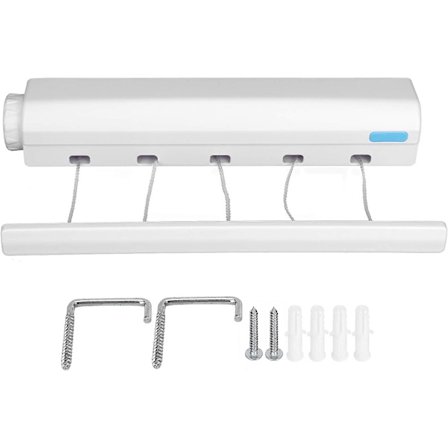 Indtrækkelig teleskopisk tøjline til tørring af tøj, justerbar