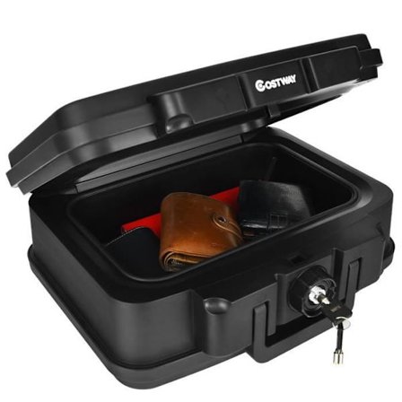 COSTWAY Kuffert med Lås 5L Brandbeskyttet Skab i 30 minutter, Vandafvisende i 8 timer (Beskyttelse af Dokumenter) til Forretningsrejse