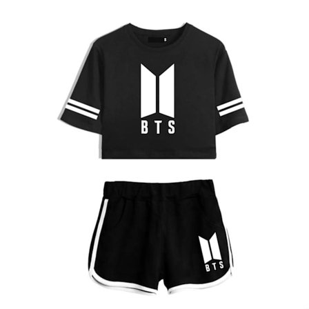 BTS T-shirt med stribede ærmer med korte ærmer Z X