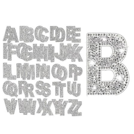 52 Stykker Glitter Rhinestone Alfabet Bogstav Klistermærker 6 cm Resin Rhinestone Stryge-på Bogstav Glit