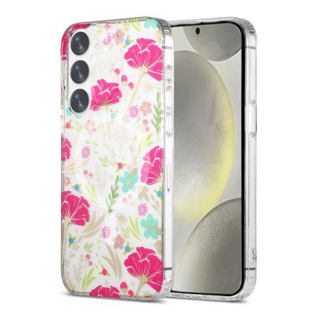 Samsung Galaxy S23 Mobilskal Magnet - Blommor Röd/Grön Multicolor