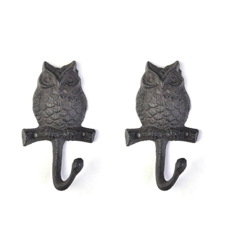 2 stk. (Ugle) Støbejern Væghængere Vintage Antik Finish Metal