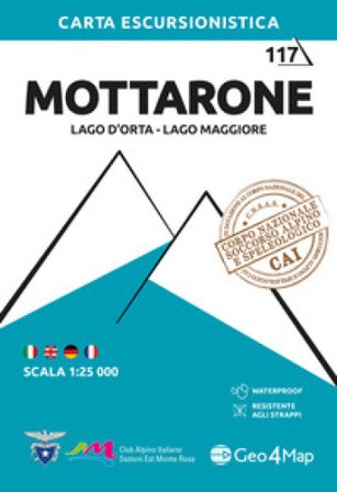 117 Mottarone Carta escursionistica Scala 1:25.000 Lago d'Orta, Lago Maggiore