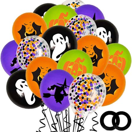 62 st Halloween fest ballonger dekorationer, 12 tum svart orange