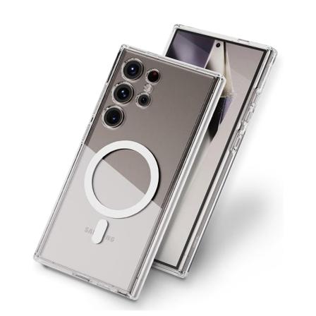 Galaxy S24 ULTRA - Magnetiskt trådlöst laddningsskal med stötskydd Transparent