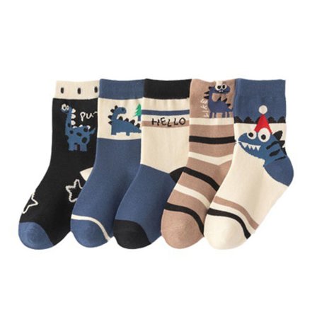 Børne Tegneserie Dinosaur Midt Læg Bomuldsstrømper Åndbare Skridsikre Varme Strømper til Drenge Piger Størrelse 1-4 År