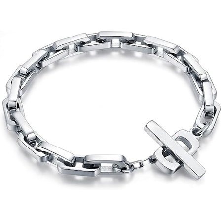 Herrkedja i rostfritt stål för män, fars dag-present, julklapp, smyckesgåva till make, pojkvän, unisex, silver