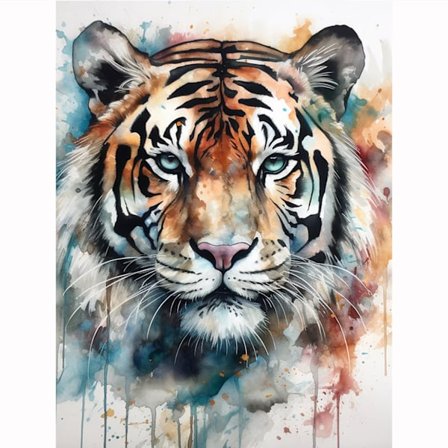 Tiger Diamantmålningskit - 5D Full Drill DIY Heminredning Djungeldjur Konst