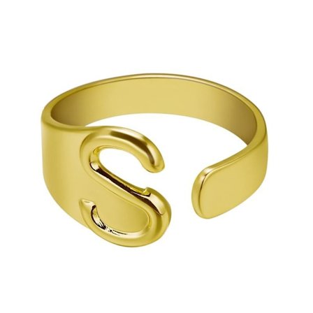 Guldpläterad ring med bokstäver minimalistisk justerbar