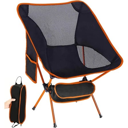 Bærbar Sammenklappelig Campingstol, Ultralet Sammenklappelig Campingstol, Bærbar Sammenklappelig Campingstol til Strande, Fiskeri, Orange