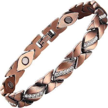Rent koppar magnetiskt armband för kvinnor koppar armband med 3500 Gauss magneter justerbar (koppar Crystal)