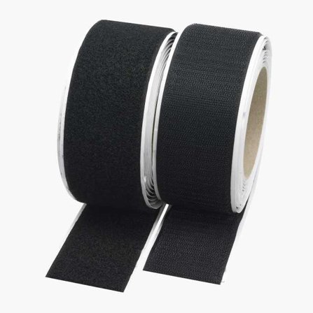 Biltema - Selvklebende Borrelåsbånd Svart, 3 meter x 50 mm - Fester mot de Fleste Underlag