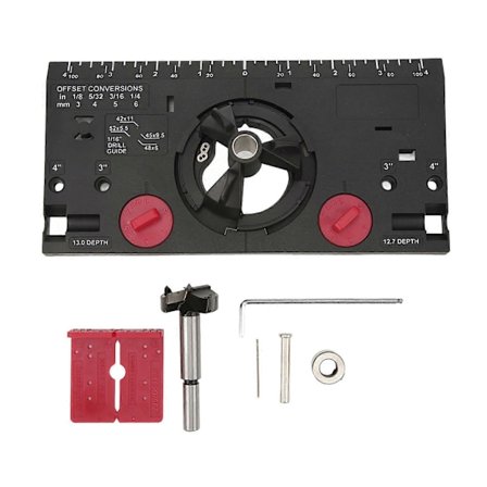 35 mm Hængselborejig Træbearbejdning Hængselhulsboreguide Locator med Fræser og 1/16in Bor Sort