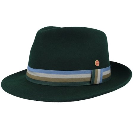 Mayser - Groen fedora Hoed - Jonathan Wool Bottle Green Fedora @ Hatstore