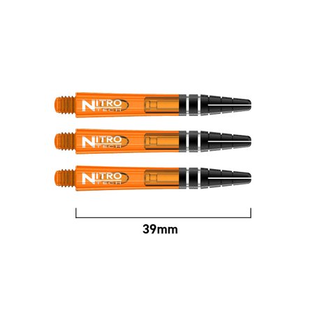 Red Dragon Darts Nitrotech Shafts 39mm Polycarbonate 9 Dart Shafts Orange/Black/Silver Flights Accessories Replacement Parts for Darts