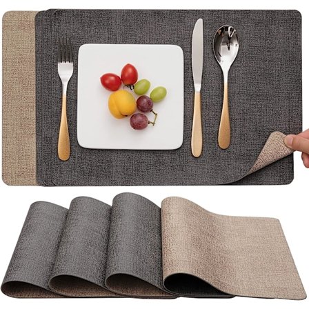 Plasseringsmatter, vaskbare tosidige to-tone skinnmatter, enkle