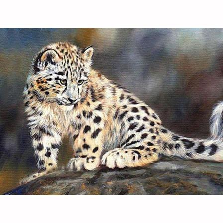 Full 5d Diy Diamond Painting Cross Stitch Little Leopard Embroid Som På Bilden 1 35x45cm