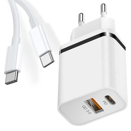 Snabbladdare - Samsung - 2 USB-C och USB-A portar - USB-C kabel 1M - Kompatibel med Galaxy A40 till A80