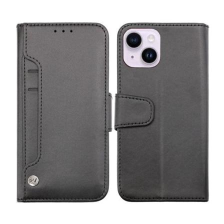 iPhone 15 Plånboksfodral Extra Kortfack Rvelon - Svart
