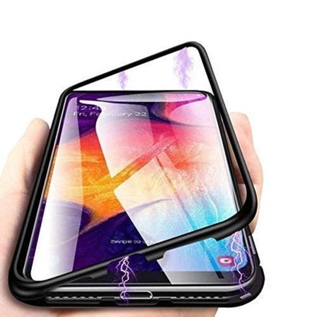 Huawei P40 Pro -kuori Magneettinen metallikehys + Karkaistu lasi edessä ja t