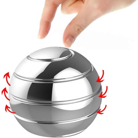 Kinetiske skrivebordsleker, full kropps optisk illusjon Fidget Spinner Ball, gaver til menn, kvinner, barn Størrelse 2,1", sølv