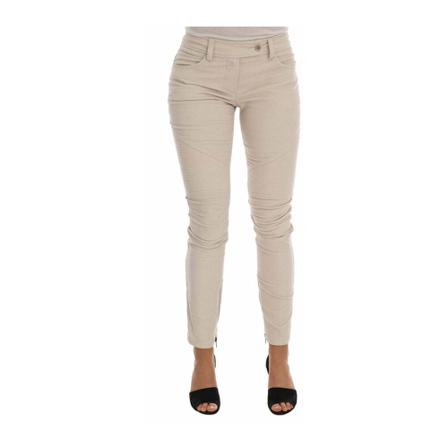 Ermanno Scervino, Ermanno Scervino Beige Slim Jeans Corduroy Skinny Pants Beżowy, Kobieta, Rozmiar: M