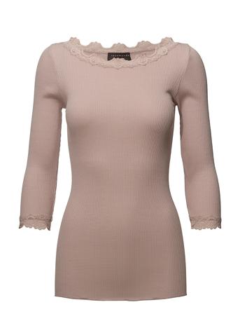 Silk T-Shirt Boat Neck Regular W/Vi Langærmet T-shirt Lyserød Rosemunde